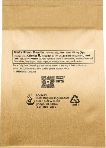 PURE ORIGINAL INGREDIENTS Citric Acid Powder (2 lb) Eco-Friendly Packaging, Natural, Food Safe in Saudi Arabia