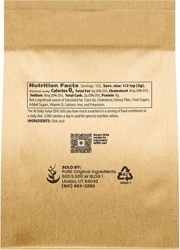 PURE ORIGINAL INGREDIENTS Citric Acid Powder (2 lb) Eco-Friendly Packaging, Natural, Food Safe in Saudi Arabia