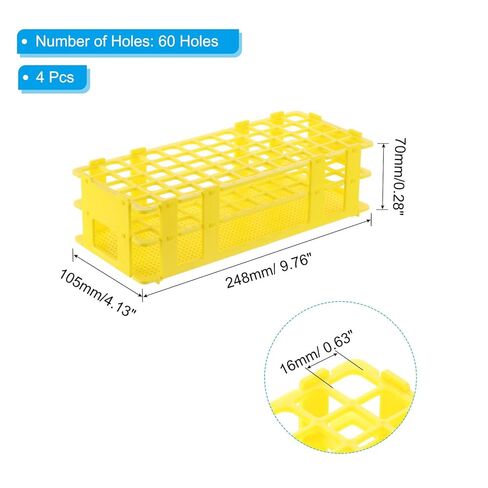 PATIKIL 60 Holes Test Tube Rack, 4Pcs 16mm Square Hole Plastic Detachable Test Tube Holder Stand Suitable for 16mm Dia Tube for Laboratory Scientific Experiments, Blue in Saudi Arabia