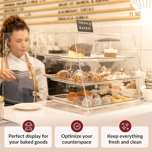 حالة عرض المخبوزات | علبة عرض المعجنات لعشاق الخبز | تخزين أكريليك لعرض الطعام | عرض ملفات تعريف الارتباط | عرض الحلوى | عرض مخبز | حالة عرض كونترتوب | علبة المعجنات 3 طبقات in Kuwait