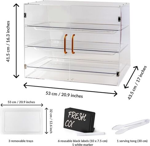 حالة عرض المخبوزات | علبة عرض المعجنات لعشاق الخبز | تخزين أكريليك لعرض الطعام | عرض ملفات تعريف الارتباط | عرض الحلوى | عرض مخبز | حالة عرض كونترتوب | علبة المعجنات 3 طبقات in Kuwait