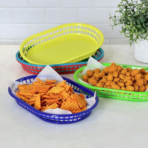 Youngever 15 Pack Plastic Fast Food Baskets, Snack Baskets, Food Baskets for Popcorn, Chips, Snacks, 5 Assorted Colors (Rectangular Shape) in Saudi Arabia