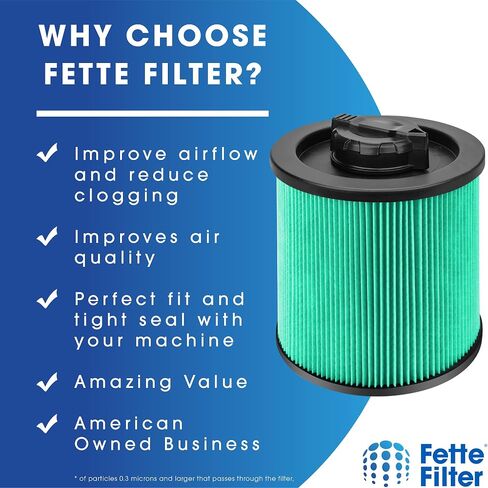 Fette Filter - 2-Pack DXVC6912 Cartridge Filter Replacement Compatible with DEWALT High Efficiency 6 Gal. to 16 Gal. Wet/Dry Vacuum. in Saudi Arabia
