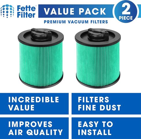 Fette Filter - 2-Pack DXVC6912 Cartridge Filter Replacement Compatible with DEWALT High Efficiency 6 Gal. to 16 Gal. Wet/Dry Vacuum. in Saudi Arabia