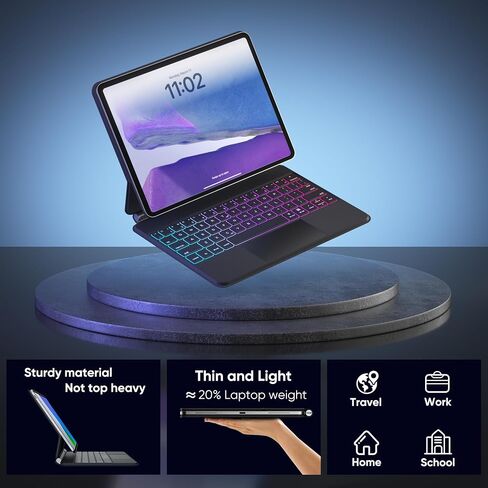 doqo Keyboard Case for ipad pro 11 inch 4th-2022/3rd-2021/2nd-2020/1st-2018 gen, ipad Air 10.9inch 5th/4th gen,Metal Keyboard Case with Multi-Touchpad,Floating Cantilever Stand in Kuwait