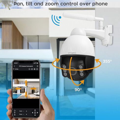 كاميرا أمان xmartO 10X Zoom بعدسة مزدوجة PTZ، تتبع تلقائي 2K HD نظام أمان منزلي PTZ لاسلكي للمراقبة الداخلية والخارجية، كشف الحركة، مراقبة 24/7، صوت ثنائي الاتجاه in Saudi Arabia