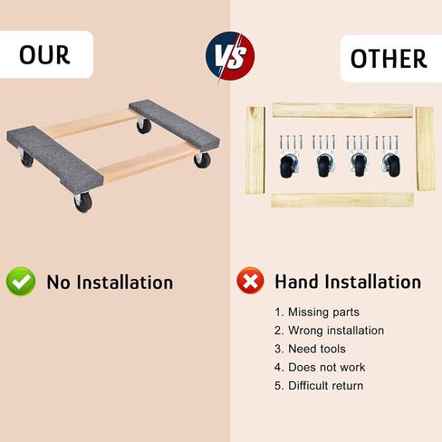 Furniture Moving Hardwood Dolly Heavy Duty, No Installation Dolly 30" X 18" Swivel Casters Mover Wooden Dollies Bearing 1000lbs Capacity, Free 1 Blanket 1 Packing Tape and 1 Dispenser in Saudi Arabia