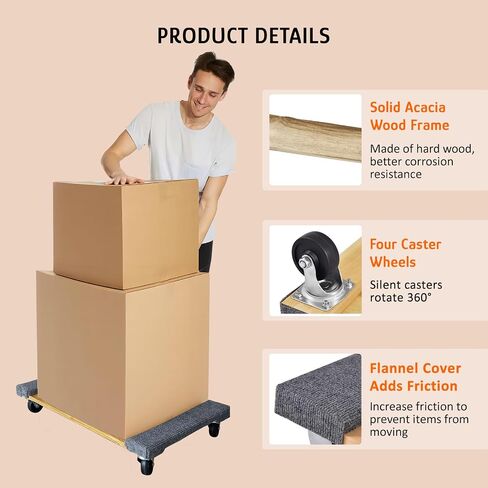 Furniture Moving Hardwood Dolly Heavy Duty, No Installation Dolly 30" X 18" Swivel Casters Mover Wooden Dollies Bearing 1000lbs Capacity, Free 1 Blanket 1 Packing Tape and 1 Dispenser in Saudi Arabia