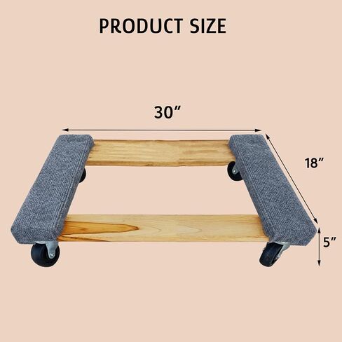 Furniture Moving Hardwood Dolly Heavy Duty, No Installation Dolly 30" X 18" Swivel Casters Mover Wooden Dollies Bearing 1000lbs Capacity, Free 1 Blanket 1 Packing Tape and 1 Dispenser in Saudi Arabia