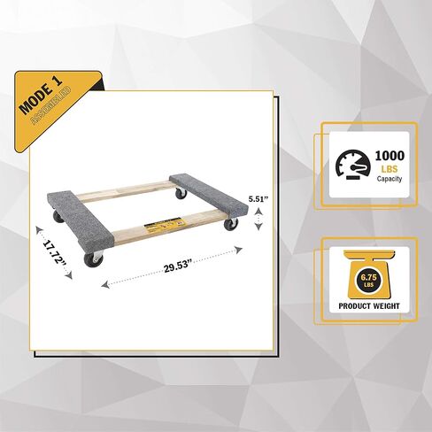 Olympia Tools Plastic Furniture Dolly for Moving with 2000 LB Capacity, 18 x 30 in, Fully Assembled (Two Packs) in Kuwait