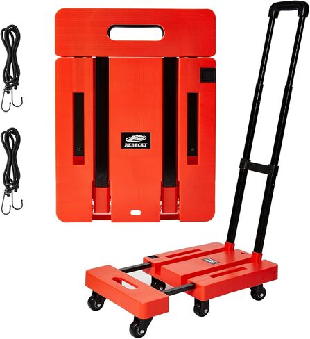 Folding Hand Truck Heavy Duty Folding Hand Truck Dolly with 4 Universal Wheels and 3 Swivel Wheels - Luggage Cart Transport Solution for Moving,Travel,Shopping Use,Black in Kuwait