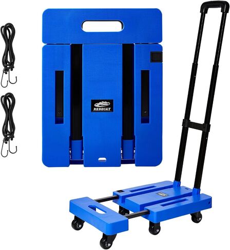 Folding Hand Truck Heavy Duty Folding Hand Truck Dolly with 4 Universal Wheels and 3 Swivel Wheels - Luggage Cart Transport Solution for Moving,Travel,Shopping Use,Black in Saudi Arabia