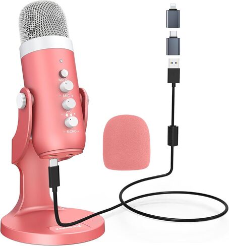 ZealSound USB Microphone,Quick Mute Noise Cancel for Phone Computer PC PS5,Gaming Microphone with Gain Control,Echo Monitor Volume Adjust for Streaming Vocal Recording ASMR Podcast Video K66 White in Saudi Arabia