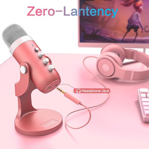 ZealSound USB Microphone,Quick Mute Noise Cancel for Phone Computer PC PS5,Gaming Microphone with Gain Control,Echo Monitor Volume Adjust for Streaming Vocal Recording ASMR Podcast Video K66 White in Saudi Arabia