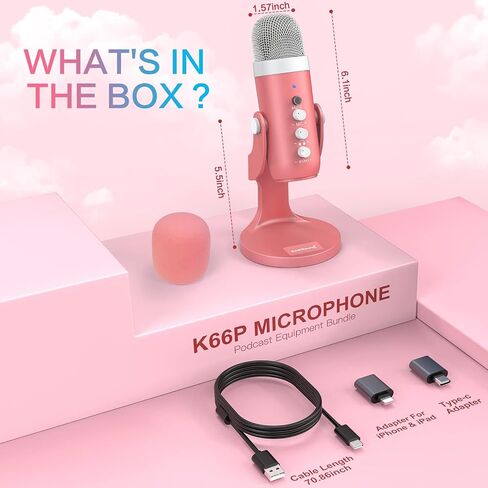 ZealSound USB Microphone,Quick Mute Noise Cancel for Phone Computer PC PS5,Gaming Microphone with Gain Control,Echo Monitor Volume Adjust for Streaming Vocal Recording ASMR Podcast Video K66 White in Saudi Arabia