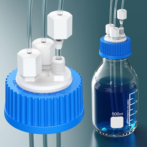 موزع متعدد للزجاجات إدراج GL45 مصنوع من PTFE، غطاء نفايات كروماتوغرافيا سائلة، أغطية توصيل المذيبات HPLC، PP بواسطة ZHANXUBIO (1/8-3 منفذ) in Kuwait