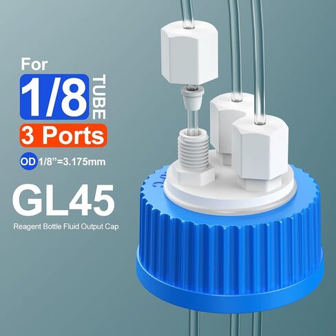 موزع متعدد للزجاجات إدراج GL45 مصنوع من PTFE، غطاء نفايات كروماتوغرافيا سائلة، أغطية توصيل المذيبات HPLC، PP بواسطة ZHANXUBIO (1/8-3 منفذ) in Kuwait