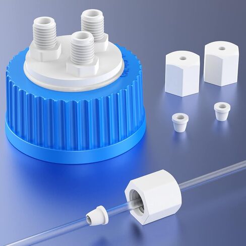 موزع متعدد للزجاجات إدراج GL45 مصنوع من PTFE، غطاء نفايات كروماتوغرافيا سائلة، أغطية توصيل المذيبات HPLC، PP بواسطة ZHANXUBIO (1/8-3 منفذ) in Kuwait
