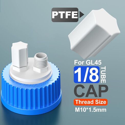 موزع متعدد للزجاجات إدراج GL45 مصنوع من PTFE، غطاء نفايات كروماتوغرافيا سائلة، أغطية توصيل المذيبات HPLC، PP بواسطة ZHANXUBIO (1/8-3 منفذ) in Kuwait