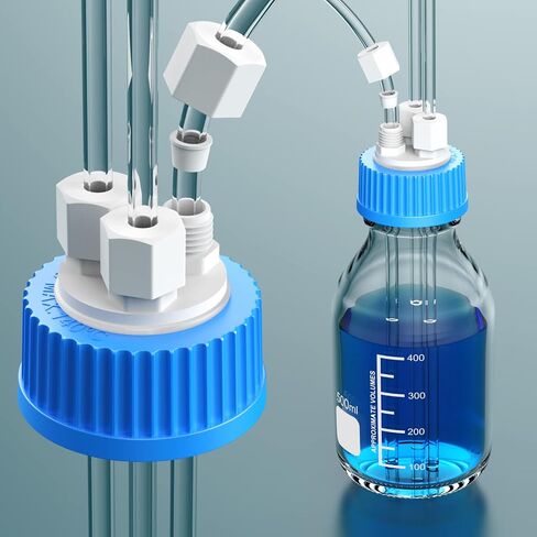 موزع متعدد للزجاجات إدراج GL45 مصنوع من PTFE، غطاء نفايات كروماتوغرافيا سائلة، أغطية توصيل المذيبات HPLC، PP بواسطة ZHANXUBIO (1/8-3 منفذ) in Kuwait