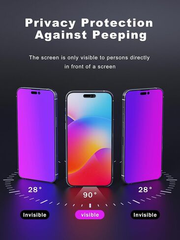 GIGIKISS متوافق مع واقي شاشة الخصوصية iPhone 13 Pro Max / iPhone 14 Plus واقي شاشة من الزجاج المقسى مقاس 6.7 بوصة، واقي شاشة عالي الدقة مضاد للضوء الأزرق باللون الأرجواني سهل التركيب in Kuwait