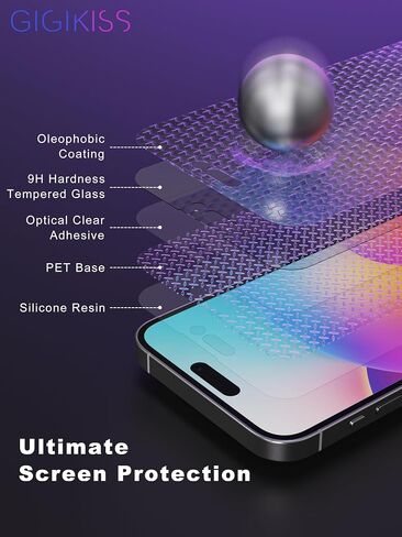 GIGIKISS متوافق مع واقي شاشة الخصوصية iPhone 13 Pro Max / iPhone 14 Plus واقي شاشة من الزجاج المقسى مقاس 6.7 بوصة، واقي شاشة عالي الدقة مضاد للضوء الأزرق باللون الأرجواني سهل التركيب in Kuwait