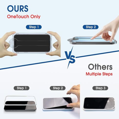 amFilm OneTouch 2+2 Pack Compatible with iPhone 15 Pro Screen Protector 6.1" Tempered Glass with Camera Lens Protector Accessories, Premium Easiest Installation Kit 9H HD, Case Friendly in Saudi Arabia