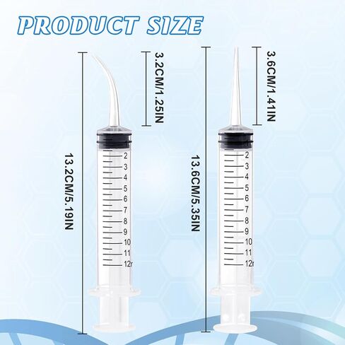 Wisdom Teeth Syringe,12ml Dental Syringe with Measurement, Sterile Individually Package Dental Irrigation Syringe for Oral Dental Care, Tonsil Stones Removing, Lab, Liquid, Feeding (10 Pack) in Saudi Arabia