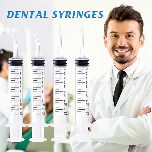 Wisdom Teeth Syringe,12ml Dental Syringe with Measurement, Sterile Individually Package Dental Irrigation Syringe for Oral Dental Care, Tonsil Stones Removing, Lab, Liquid, Feeding (10 Pack) in Saudi Arabia