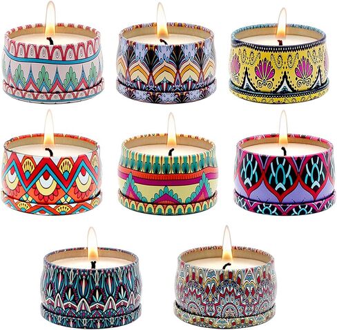 مجموعة شموع معطرة من الصويا الطبيعي للعلاج العطري لتخفيف التوتر (2.25 اونصة) - عبوة من 8 قطع in Kuwait