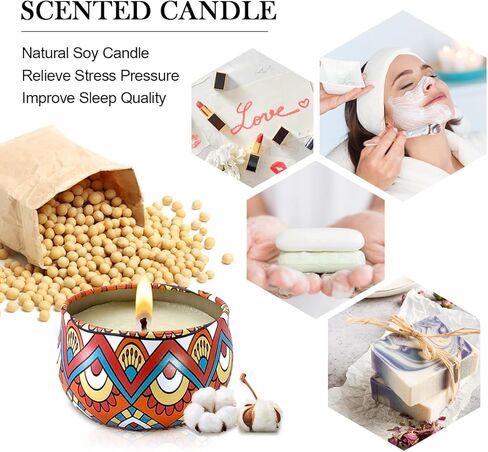 مجموعة شموع معطرة من الصويا الطبيعي للعلاج العطري لتخفيف التوتر (2.25 اونصة) - عبوة من 8 قطع in Kuwait
