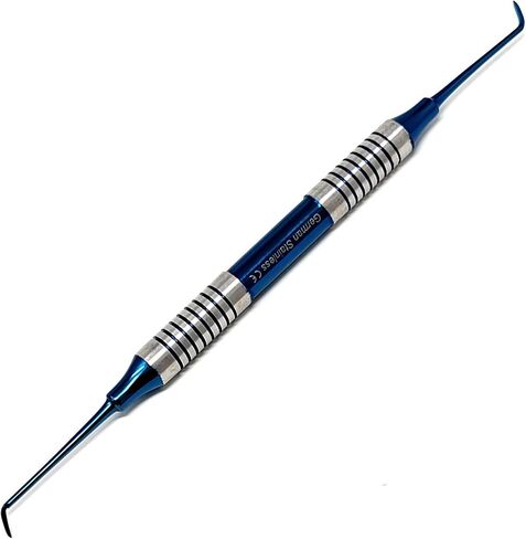 Dental Curette 204S with Hollow Handle, Blue Titanium Coated Professional Teeth Cleaning Calculus Remover Periodontal Scalers - Stainless Steel for Oral Care Double Ended Tips & Knurled Grip in Saudi Arabia
