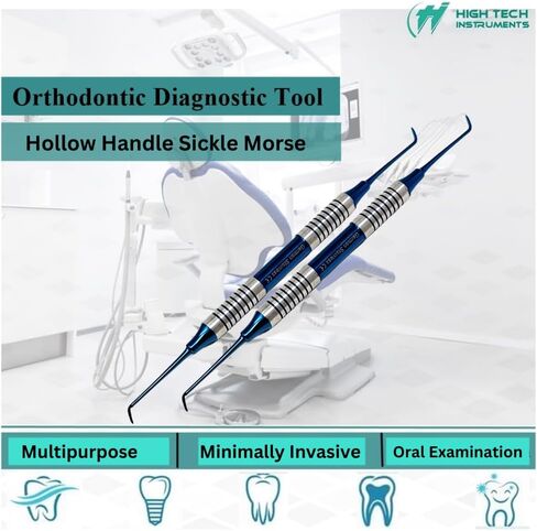 Dental Curette 204S with Hollow Handle, Blue Titanium Coated Professional Teeth Cleaning Calculus Remover Periodontal Scalers - Stainless Steel for Oral Care Double Ended Tips & Knurled Grip in Saudi Arabia