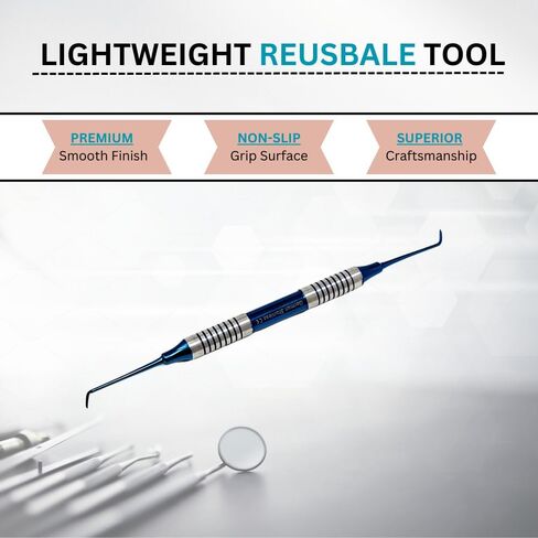Dental Curette 204S with Hollow Handle, Blue Titanium Coated Professional Teeth Cleaning Calculus Remover Periodontal Scalers - Stainless Steel for Oral Care Double Ended Tips & Knurled Grip in Saudi Arabia