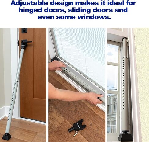 BRINKS- Portable Door Security Bar, Silver- Adjustable Security Door Jammer- Fits Standard Sliding Doors, Hinged Doors, And Windows- For Travel, Home, Dorm in Saudi Arabia