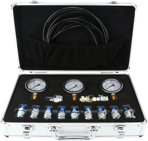 مجموعة أدوات قياس الضغط الهيدروليكي من Dasmarine، مجموعة أدوات اختبار الضغط الهيدروليكي لأجزاء الحفارات، أدوات اختبار الضغط الهيدروليكي لآلات بناء الحفارات، 250/400/600Bar/11 وصلات in Kuwait