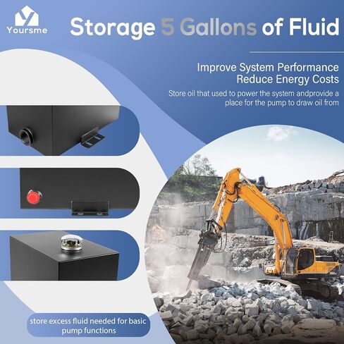 5 Gallon 14 Gauge Steel Hydraulic Fluid Reservoir Tank, 1.5 Inch FNPT Inlet Port / 0.75 Inch FNPT Outlet Port, 15x9x8in Size, Integral Mounting Foot On Each End in Saudi Arabia