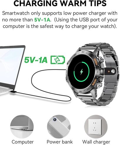 ساعة ذكية PODOEIL Military للرجال مع اتصال بلوتوث، 108 أوضاع رياضية لتتبع اللياقة البدنية لهواتف iPhone Samsung Android، ساعة ذكية عالية الدقة 1.39 بوصة مع مراقب صحي للنوم (فضي) in Kuwait