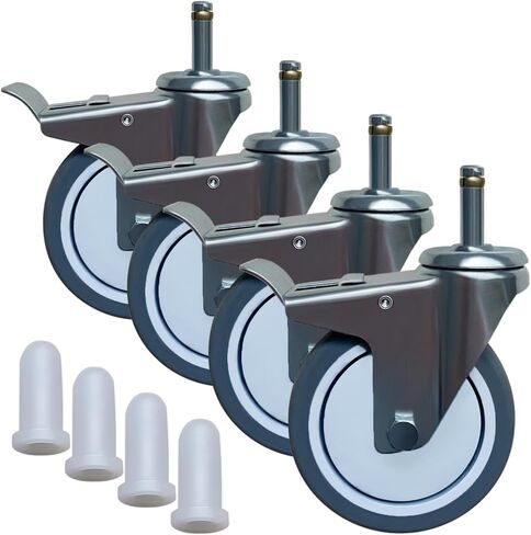 3 Inch Stem Casters Wheels, 7/16inch x 1-3/8inch (Stem Diameter 7/16inch, Stem Length 1-3/8inch) Casters Set of 4, Caster Wheels Shelving with Brake, Replacement Casters for Workbench Trolley in Saudi Arabia