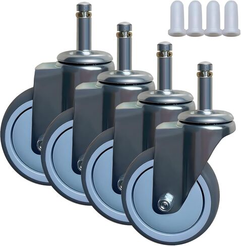 3 Inch Stem Casters Wheels, 7/16inch x 1-3/8inch (Stem Diameter 7/16inch, Stem Length 1-3/8inch) Casters Set of 4, Caster Wheels Shelving with Brake, Replacement Casters for Workbench Trolley in Saudi Arabia
