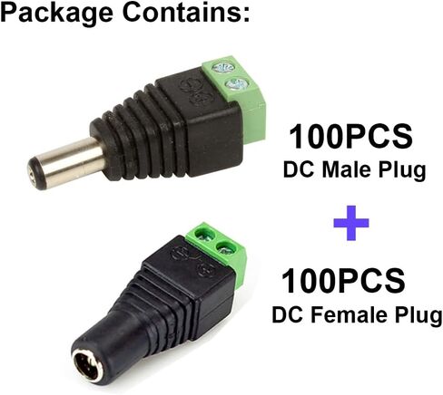exgoofit DC Power Connector 15 Pairs 12V Male+Female 2.1x5.5MM DC Power Jack Plug Adapter Connector for CCTV Camera and LED Strip Light in Saudi Arabia