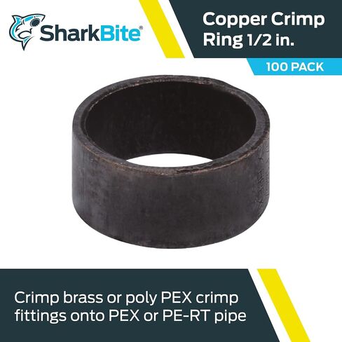 SharkBite 1/2 Inch Copper Crimp Rings, Pack of 100, PEX Pipe, PE-RT, 23102CP100 in Saudi Arabia