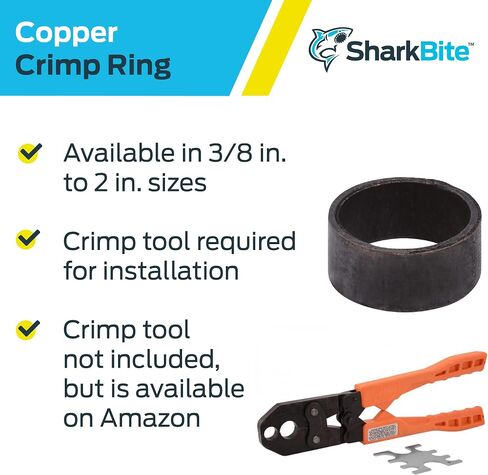 SharkBite 1/2 Inch Copper Crimp Rings, Pack of 100, PEX Pipe, PE-RT, 23102CP100 in Saudi Arabia