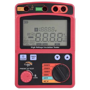 Jeanoko Digital Insulation Resistance Multimeter Tester 5KV 0-1000 GΩ GM3125 High-Voltage Megohmmeter Automatic Calculate Continuity Test DC/AC Voltage
