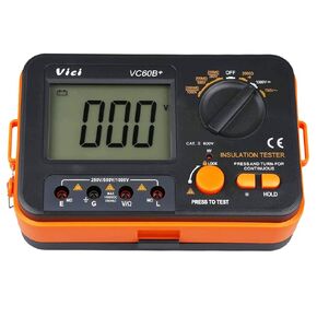 Digital Insulation Resistance Tester VICI VC60B+ Megohm Meter DC250/500/1000V AC750V Double Alarm Backlight LCD Display&Data Hold OHM Meter DCV ACV Megohmmeter