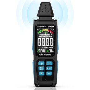 EMF Detector, DURFICST 5 in 1 Rechargeable Digital EMF Radiation Detector, Measuring Ambient Temp and Humidity, Suitable for Cell Phone Towers, Smart Meters, Home EMF Detection and Ghost Hunting