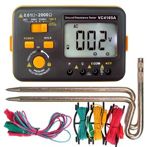 VC4105A Ground Tester, SKYCENX Voltage Tester, Offers Three Resistance Ranges (20Ω/200Ω/2000Ω) and AC Voltages 750V, with Alarm Function, Grounding Meter Tester for Earthing, Megohmmeter Tester