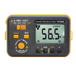 VC60B Digital Insulation Resistance Tester, SKYCENX Tester AC Voltage Testing，(250V-500V-1000V) with a Resistance Measurement Range of 200MΩ-2GΩ and Key Lock Function