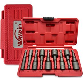38 Piece Set - Magnetic Power Nut driver and Bolt Driver Set for Impact Drill 1/4" Hex Head Drill Bit Set (SAE: 1/4", 5/16", 3/8", 7/16", 1/2", 9/16", Metric 8mm,10mm,11mm,12mm,13mm,14mm)