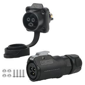 CNLINKO LP-16 2-Pin Waterproof Connector, Srew-in Design Circular Connector IP68 Quick Plugging Aviation Connector, PIN Partitioned Connector M16 Flange Socket (LP16 2 Pin)